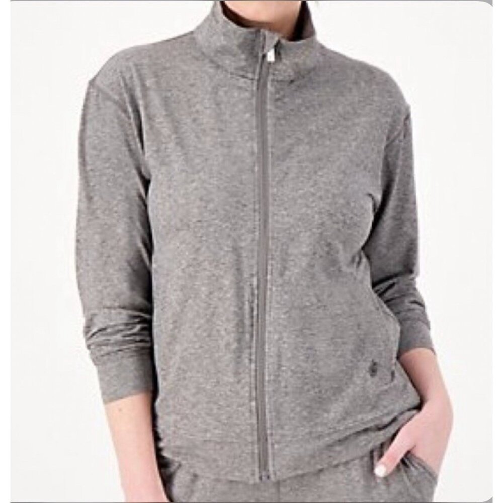 Gymwrap Heathered Knit Zip Up Jacket w/ Side Pockets Size M Gray A591679